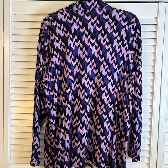 Investments II Essentials Long Sleeve Purple Multi Geometric Top, 2X, EUC - Picture 3 of 7